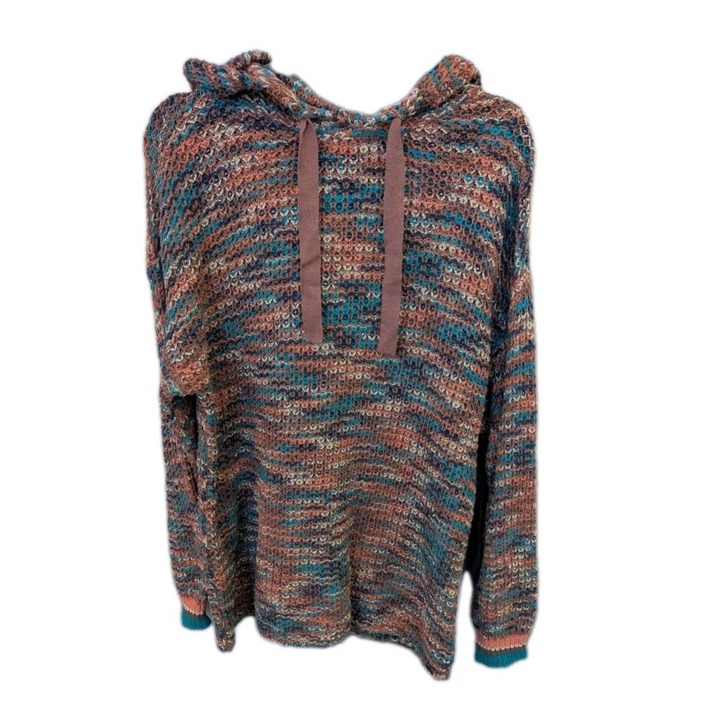EUC O'Neill Women's M Baileigh Chunky Knit Hoodie Oversized Colorful Long Sleeve